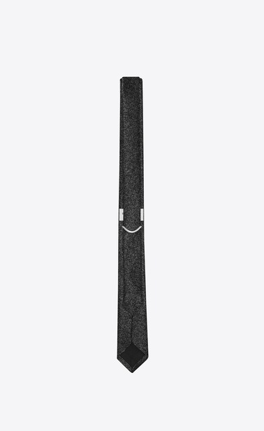 Cravate fine en jacquard métallisé noir et argent